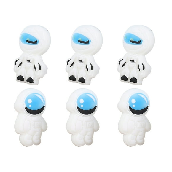 KAKOWELY Cartoon Spaceman erasers for Students Made of PVC White Color Supple and Durable 6 Pieces,1.97"X1.18"X0.79"