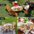 thumbnail image 4 of Orange Pumpkins Fall Round Tablecloth for 36-44 Inch Tables,Fitted Table Cover with Elastic Edge,Thanksgiving Maple Leaves Pastoral Waterproof Outdoor Table Cloth Protector for Patio Garden Dinner, 4 of 9