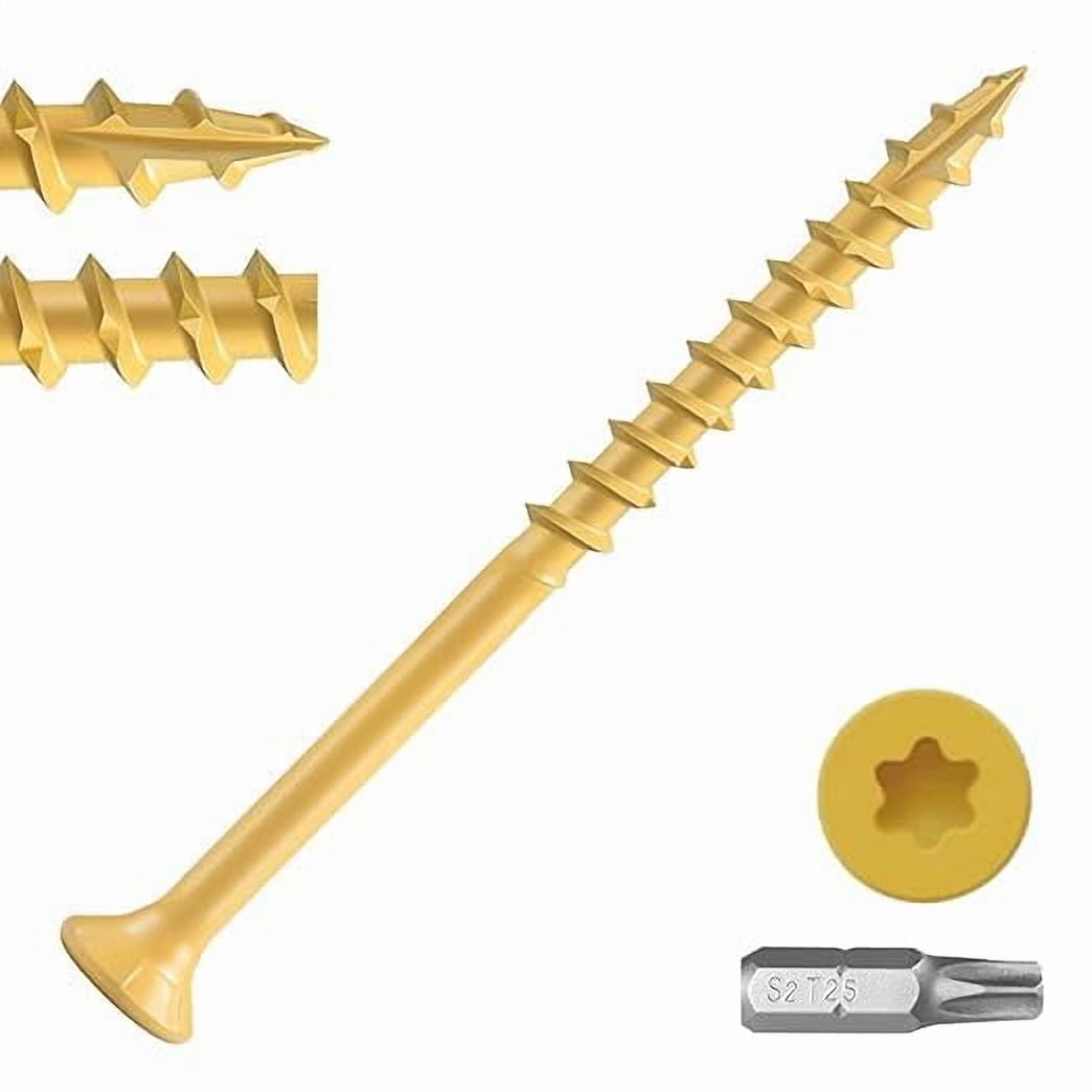 #8 x 1-1/2" T25 Torx Tan Deck Screws, Self-Tapping Wood Screws for Outdoor Decking and Fencing, 450PCS