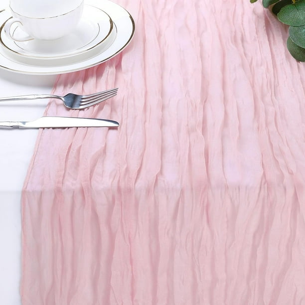 Mantel de gasa bohemio de color rosa empolvado para mesa, mantel rústico transparente para decoración de bodas, despedidas de soltera y fiestas