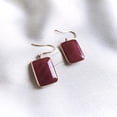 thumbnail image 2 of Natural Ruby Earrings, 14K Solid Yellow Gold Ruby Earrings, Octagon Earrings, July Birthstone, Christmas Gift, Bezel Earrings, Ruby Jewelry, 2 of 4