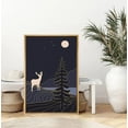 thumbnail image 2 of PixonSign Framed Wall Art Print Set Deer Looks at The Moon in The Night Forest Animals Wilderness Modern Art Farmhouse/Country Colorful Dark for Living Room, Bedroom, Office - 24"x36" Natural, 2 of 5