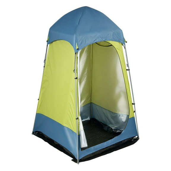 KFFKFF Portable Privacy Shower Tent, Single Room, Includes Ground Stakes, Ropes, Carry Bag, and Steel Poles, Durable 200D Oxford Fabric with Silver Coating, Ideal for Camping, Beach, and Fishing