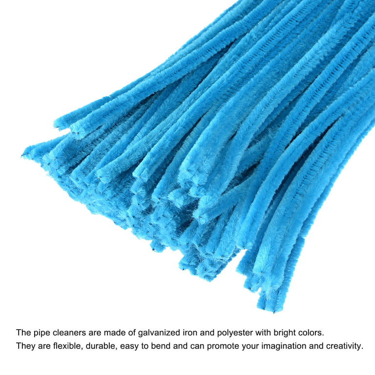 Just Artifacts Chenille Stem Pipe Cleaners for Arts and Crafts (100pcs, Light Blue)