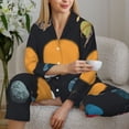 thumbnail image 6 of Honeii Planets And Their Moons Print Women's Pajama Sets Long Sleeve Button Down Sleepwear Nightwear Soft Pjs Lounge Sets 2PCS-, 6 of 7