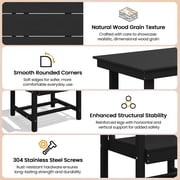 KINGYES 7-Piece Outdoor Dining Set, All Weather HDPE Patio Table and Chairs with Umbrella Hole, Black