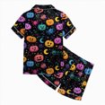 thumbnail image 5 of TOWED22 Halloween Pjs Girl Fall Button Up 2 Piece Pajama Sets Cute Lounge Short Sleeve Pajamas With Shorts,8-9 Y, 5 of 6