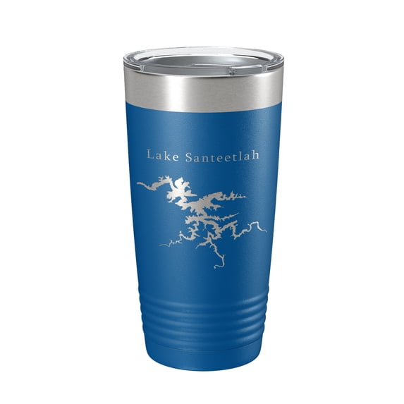 Lake Santeetlah Map Tumbler Travel Mug Insulated Laser Engraved Coffee Cup North Carolina 20 oz Royal Blue