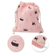 thumbnail image 4 of Unique Bargains 1 Pc Medium Black Cat Pear Drawstring Makeup Bag for Travel Pink Polyester, 4 of 6