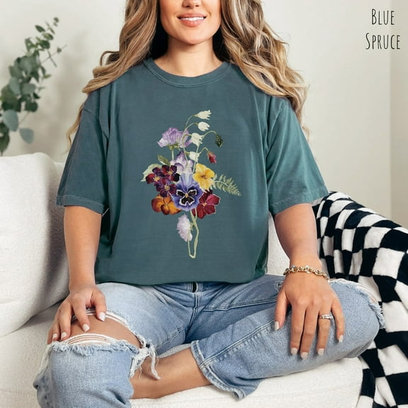 Sam Soft Perfect Pansies Tee, Cottagecore Shirt, Flower Shirt, Gardening Shirt, Nature TShirt, Summer Shirt, Gift For Her