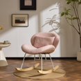 thumbnail image 3 of UBesGoo Nursery Rocking Chair, Modern Accent Chair with Padded Seat and Wooden Metal Frame, Teddy Fleece Upholstered Glider Rocker, Comfy Nest Style, Pink, 3 of 7