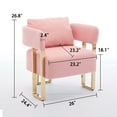 thumbnail image 5 of TS Modern decorative chair, living room side chair with gold metal legs, no wheels, suitable for dressing area, reception room, office,Teddy fleece upholstered metal foot sofas 2PCS Pink, 5 of 5