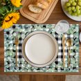 thumbnail image 4 of Sage Green Eucalyptus Placemats Set of 4, Spring Leaves Black White Plaid Placemats for Dining Table, Place Mats for Kitchen Tabletop, Waterproof Wipeable Dining Table Mats Set, 4 of 9