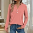 thumbnail image 2 of Fall Outfits for Women 2025, Yigetop Women Fashion Casual Long Sleeve Button Tops Shirts Blouses Tops Long Sleeve Shirts for Women Pink 3XL, 2 of 6