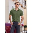 thumbnail image 3 of COOFANDY Mens Polo Shirt Casual Short Sleeve Button Collared Polo Golf Shirt Pocket Soild Cotton Tees T Shirt Green, 3 of 9