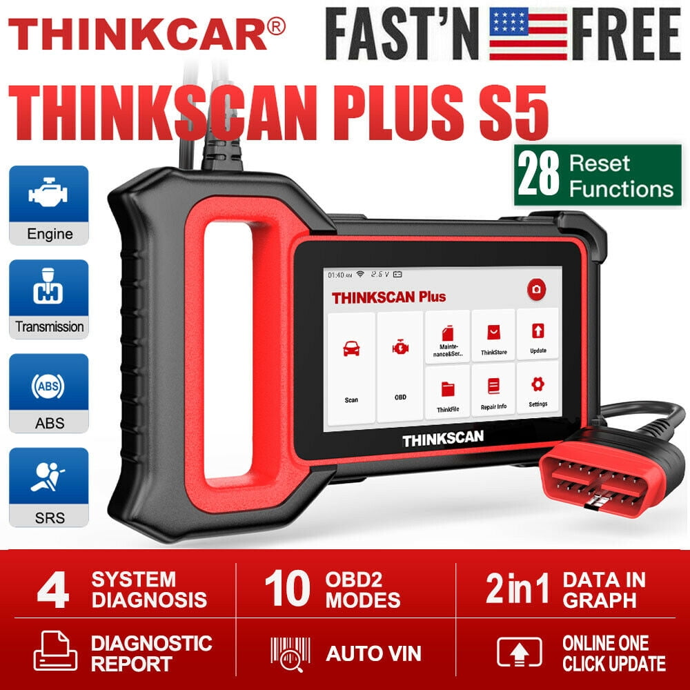ThinkScan Plus S5 OBD2 Scanner Car Code Reader WiFi Lifetime Free Update ABS/SRS/Engine/Transmission Diagnostic Scan Tool with Battery Voltage Check 