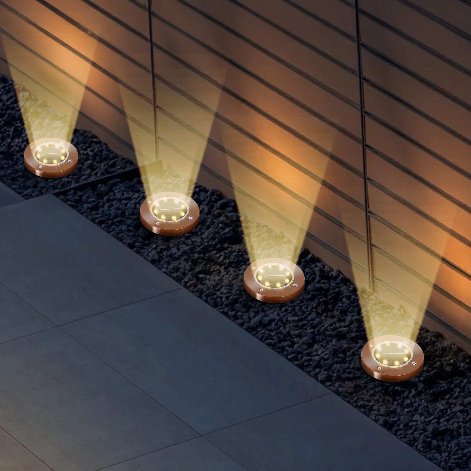 Solar Ground Lights, LEDs Outdoor Solar Disk Lights, Waterproof Mini Solar Powered Pathway Lights, Flat Landscape Lighting for Garden Walkway Driveway Patio Yard