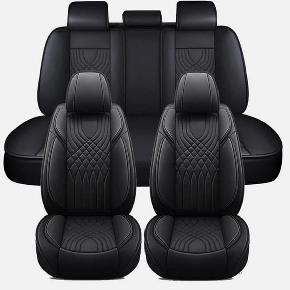 Car Seat Covers Full Set Fit for Toyota Camry 2002-2025 Waterproof Leather 5 Seat Covers Automotive Seat Cushion Seat Protectors with Airbag Compatible (Black)