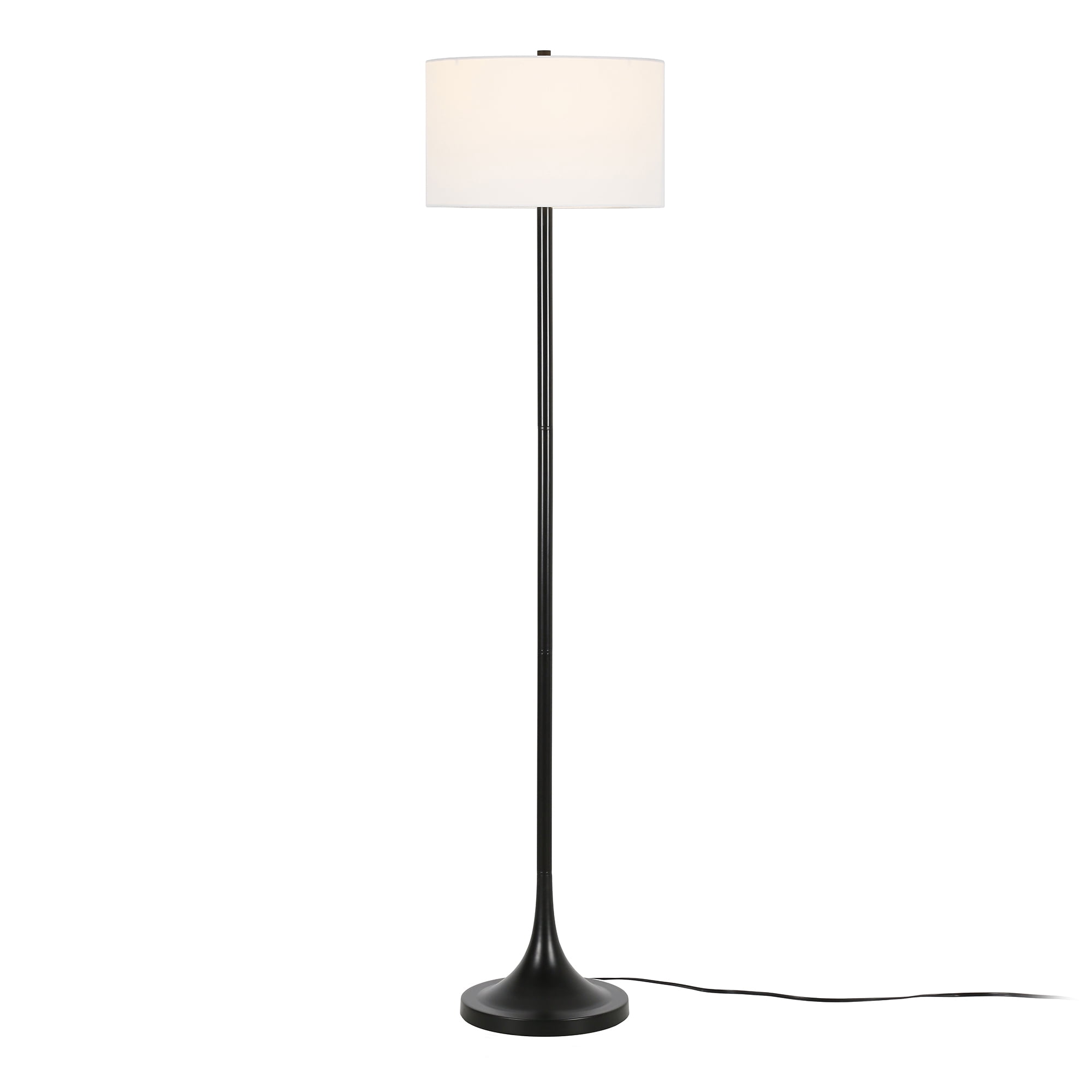 Evelyn&Zoe Josephine 62" Tall Floor Lamp with Fabric Shade, Blackened Bronze/White