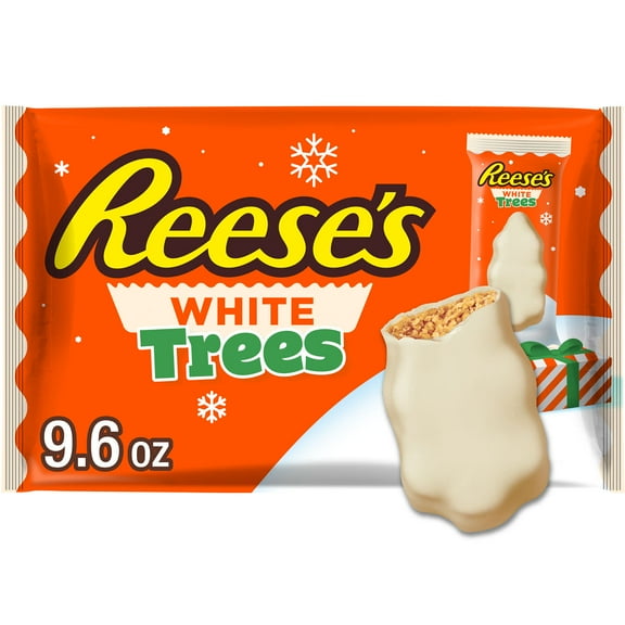 Reese's White Creme Snack Size Peanut Butter Trees Christmas Candy, Bag 9.6 oz