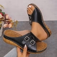 thumbnail image 2 of Busydd Womens Slides Comfortable Open Toe Buckle Wedge Sandals Casual Versatile Slip on Women Footwear 43, 2 of 8