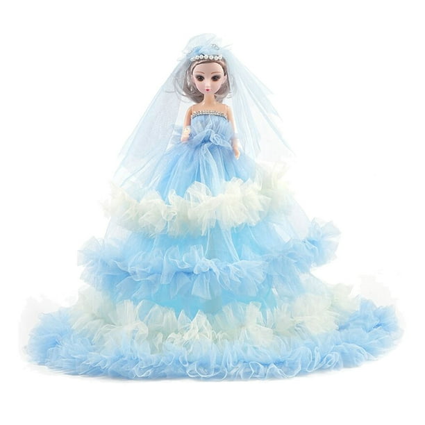 Injueey Vestido de muñeca para bebé, princesa, niño pequeño, recién nacido, niñas, hogar, escuela, guardería, disfraz, juguete, niños Decoración Azul brillante