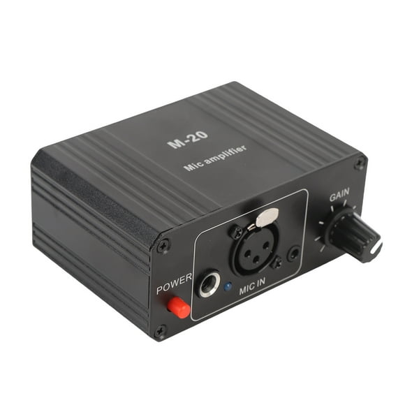 Preamp Microphone Preamp 48V XLR Output High Gain Low Noise Black Metal Housing Dynamic and Condenser Mic Preamp