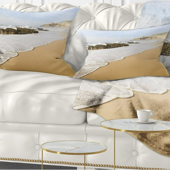 Designart Magoito Beach Portugal - Seascape Throw Pillow - 12x20