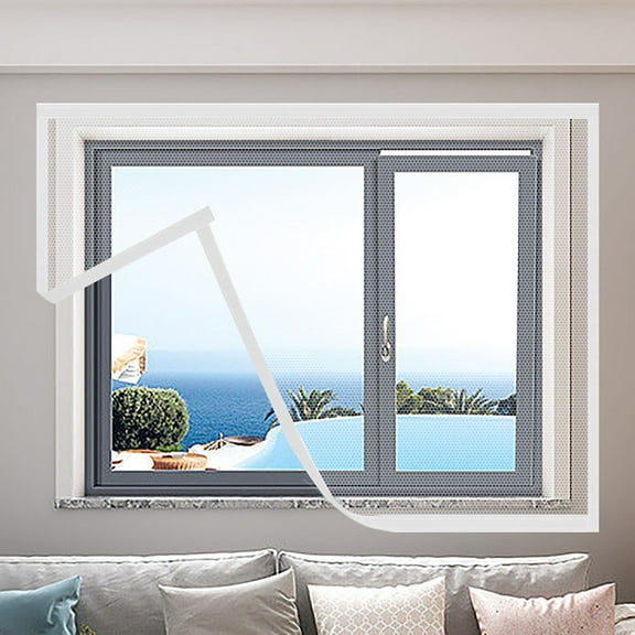 EcoNest Window Screen DIY Self Adjustable Mesh Curtain | Polyester Fine Mesh Screen Protector For Windows Doors & Patio | Pet Barrier (51X59 Inch / 59X79 Inch)