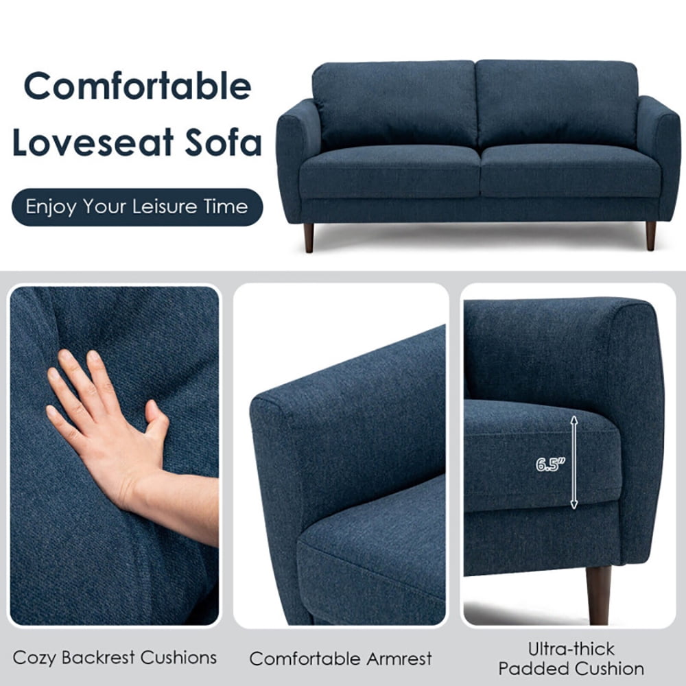 Finihen Loveseat Sofa, Modern Loveseat Sofa Couch, 72 Inch Small Fabric Loveseat Sofa Couch with Wood Legs, for Living Room, Bedroom, Navy Finihen Loveseat Sofa, Modern Loveseat Sofa Couch, 72 Inch Small Fabric Loveseat Sofa Couch with Wood Legs, for Living Room, Bedroom, Navy
