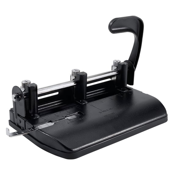 Officemate Heavy Duty Adjustable 2-3 Hole Punch with Lever Handle, Black (90078)