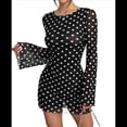 thumbnail image 2 of Vestido Mini de Transparente con Efecto Tie-Dye Floral para Mujer, Cuello Alto, Abertura, Ajustado, Acampanado, Larga, para Fiesta en la Playa Negro XXL, 2 of 10