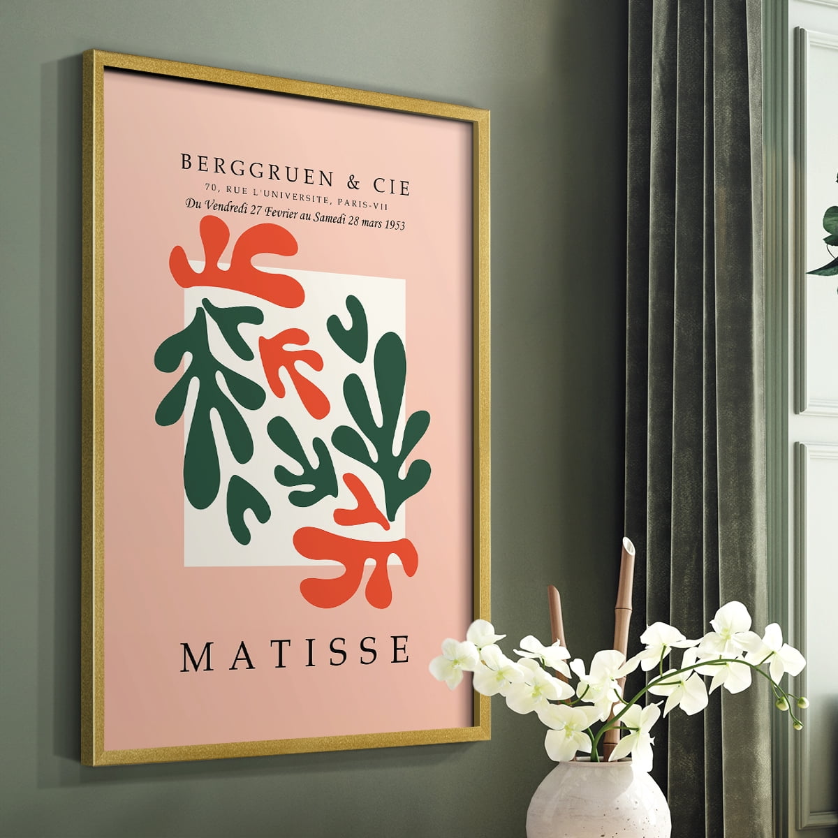 Matisse CDLXIX in Gold Solid Wood Framed Print No Nail Hanging