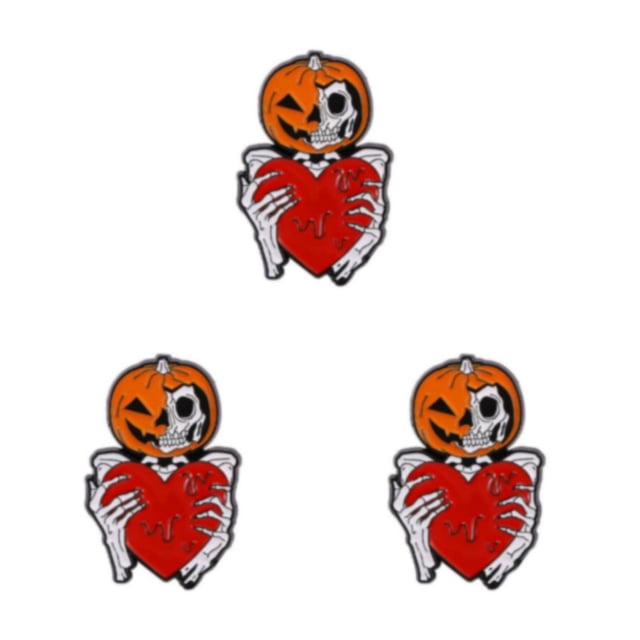 Maytalsory Exquisite And Fashionable Halloween Enamel Pin Brooch Gift For Gothic Jewelry Enthusiasts Pumpkin Skeleton 3Set