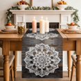 thumbnail image 2 of Vintage Flower Pattern Table Runner, Retro Black Wood Board Ethnic Style Cotton Linen Kitchen Table Decoration Washable Dining Tabletop Runners for Home Party Decor 13x120 Inches, 2 of 9