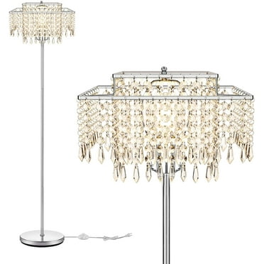 Mainstays 5 Light Metal Floor Lamp With White Shade Black Finish Com Mainstays 5 Light Metal Floor Lamp With, Rectangle Large Lamp Shade White Project 62tm