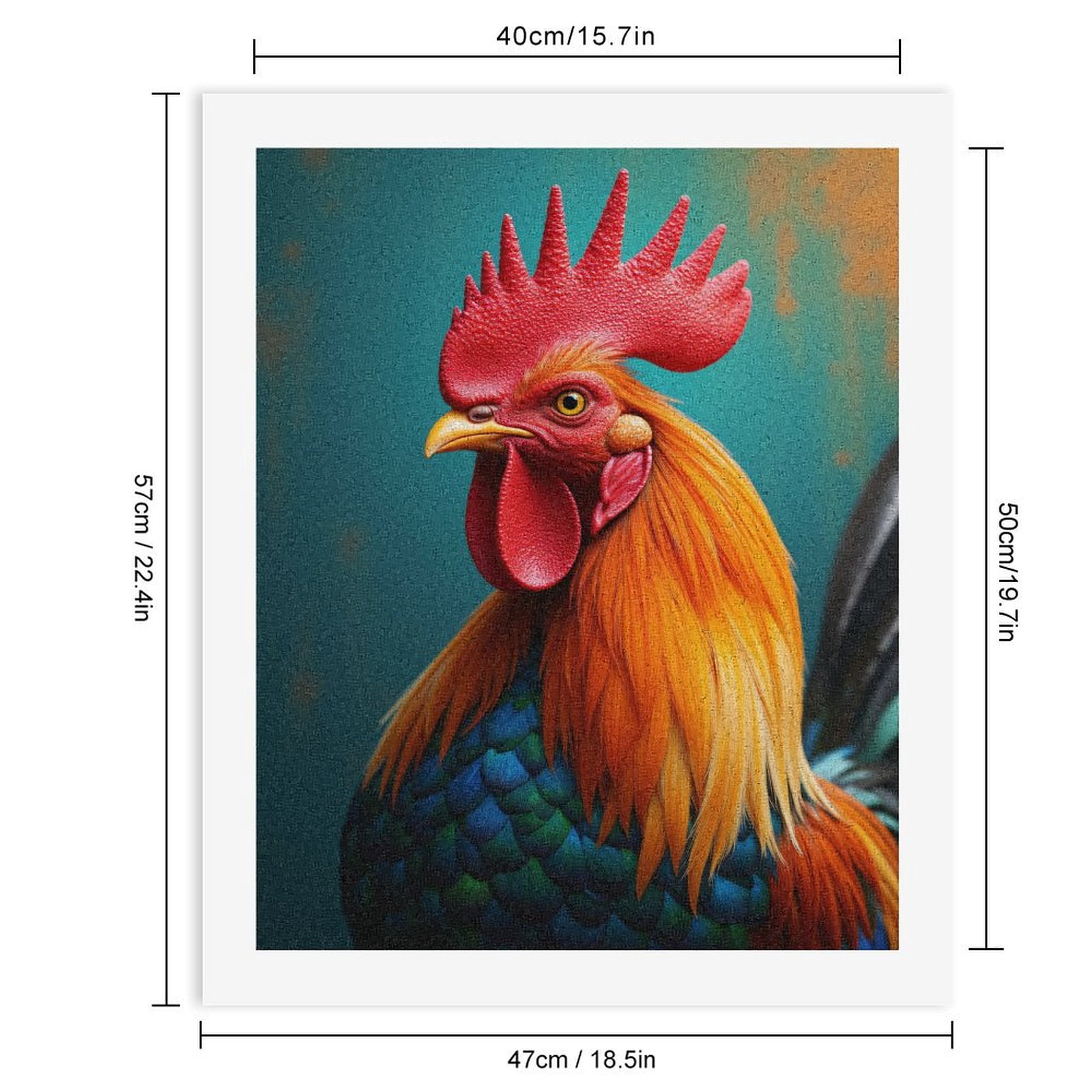 Paint By Numbers Kit for Adults Beginner - DIY Vibrant Rooster Portrait Art Canvas Painting Kits for Adults, Frameless Paint By Number for Adults for Home Wall Decor 16x20 Inch