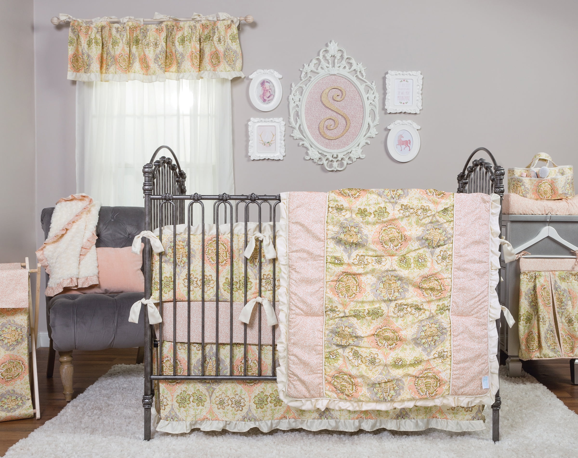 Pink//Cream Trend Lab Waverly Rosewater Glam Hamper Set