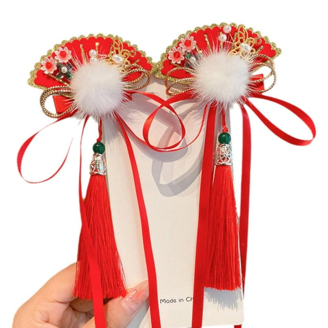 Cadeau du Nouvel An 2 Pcs Bandeau Rouge pour Enfants Nœud Rouge Section de Cheveux Festive Corde à Clochette pour Femmes