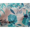 thumbnail image 4 of oneOone Silk Tabby Turquoise Blue Fabric Leaves & Rose Watercolor Craft Projects Decor Fabric Printed By The Yard 42 Inch Wide, 4 of 4