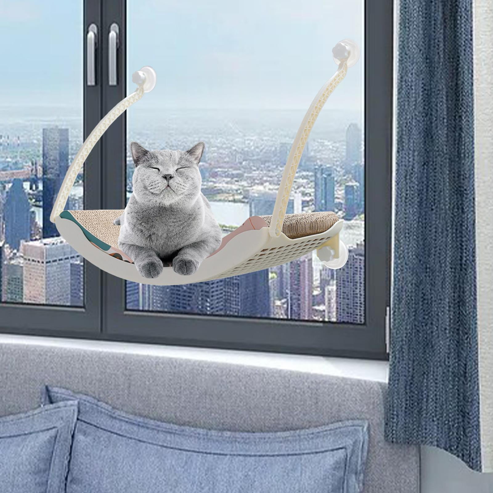 Bvdfgk Cat Bed, Cat Window Perch Window Seat with Suction Cups Hammock Pet Resting Seat Scratch Board