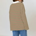 thumbnail image 6 of Penkiiy Womens Striped Oversized Sweatshirt Color Block V Neck Long Sleeve Shirt 2024 Fall Pullover Tops Y2K Clothes S Khaki, 6 of 6