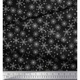 thumbnail image 2 of Soimoi Black polyester Crepe Fabric Snow Flakes & Star Decor Fabric Printed Yard 42 Inch Wide, 2 of 3
