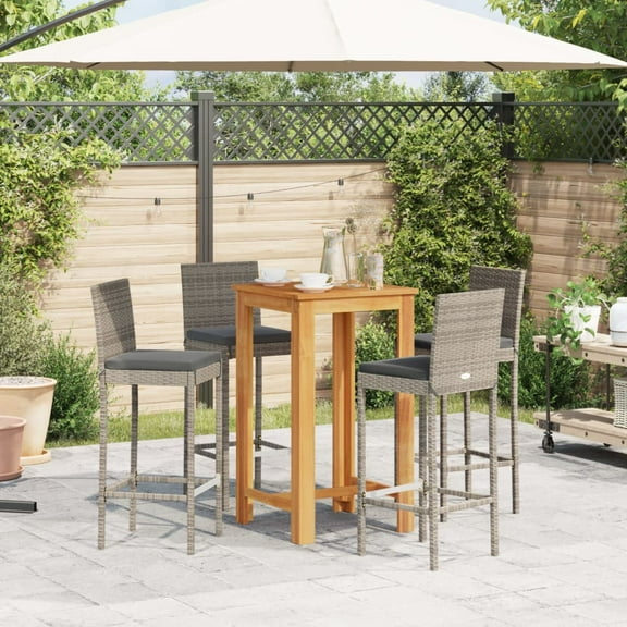 vidaXL Patio Bar Set Outdoor Garden Furniture Solid Wood Acacia and Poly Rattan