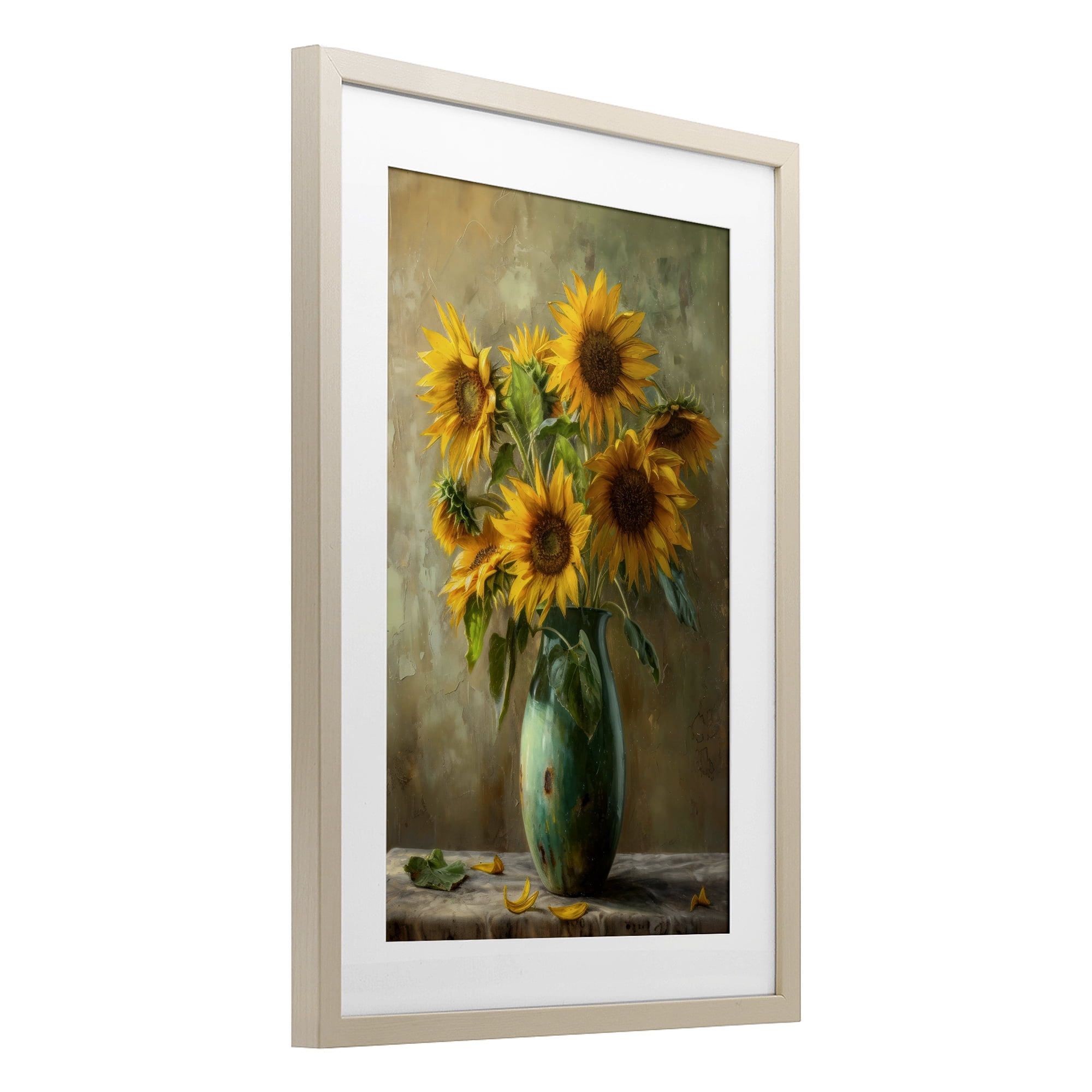 Stupell Industries Moody Sunflower Vase Birch Framed Print Under Glass, design by Creative Studio