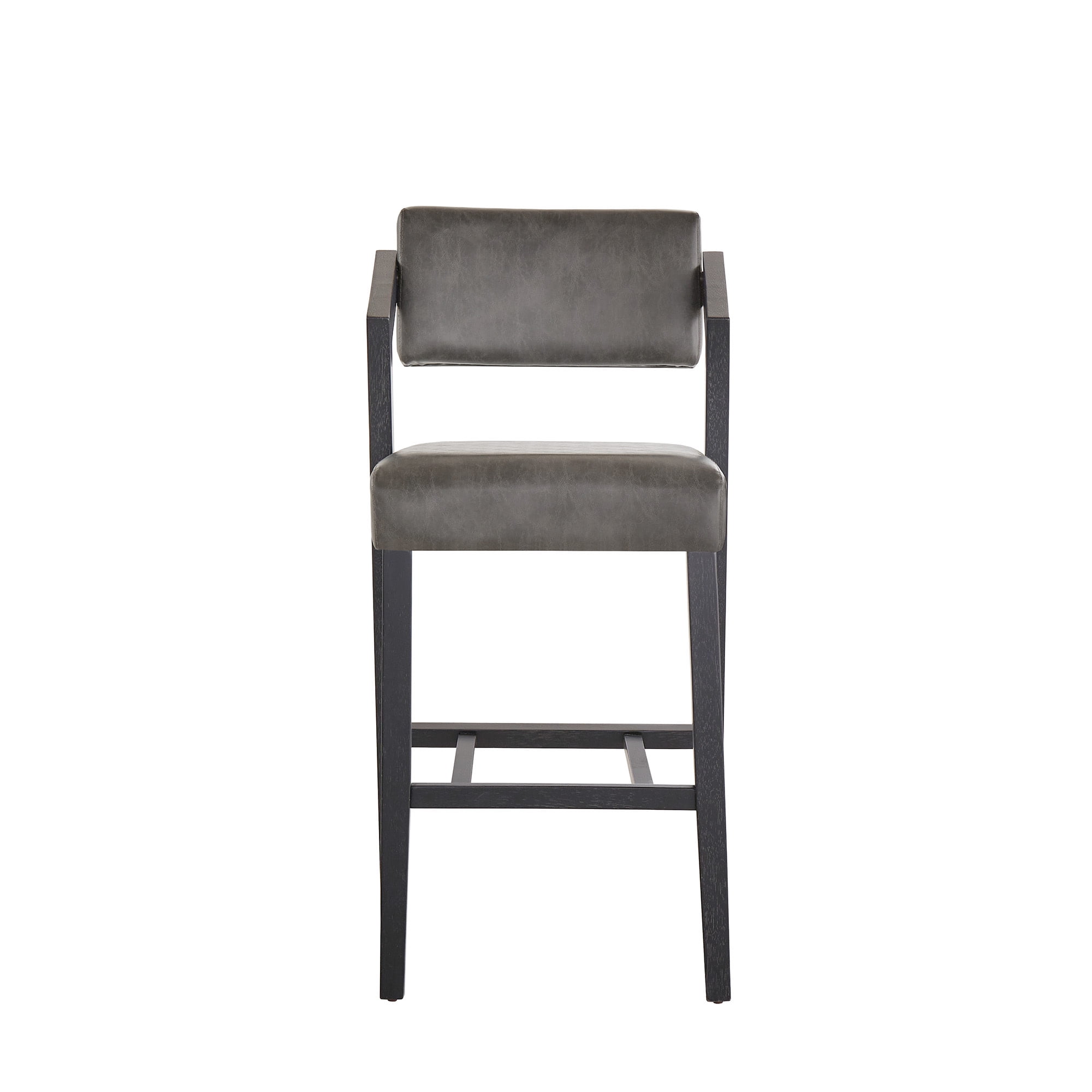 Weston Home Billings Bar Height Chair, Black Wash Frame & Charcoal Vegan Leather Finish