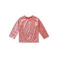 thumbnail image 3 of IEFIEL Big & Little Girls Shiny Metallic Holographic T-Shirt Long Sleeve Basic Layer Shirts Blouse Red 17-18, 3 of 7