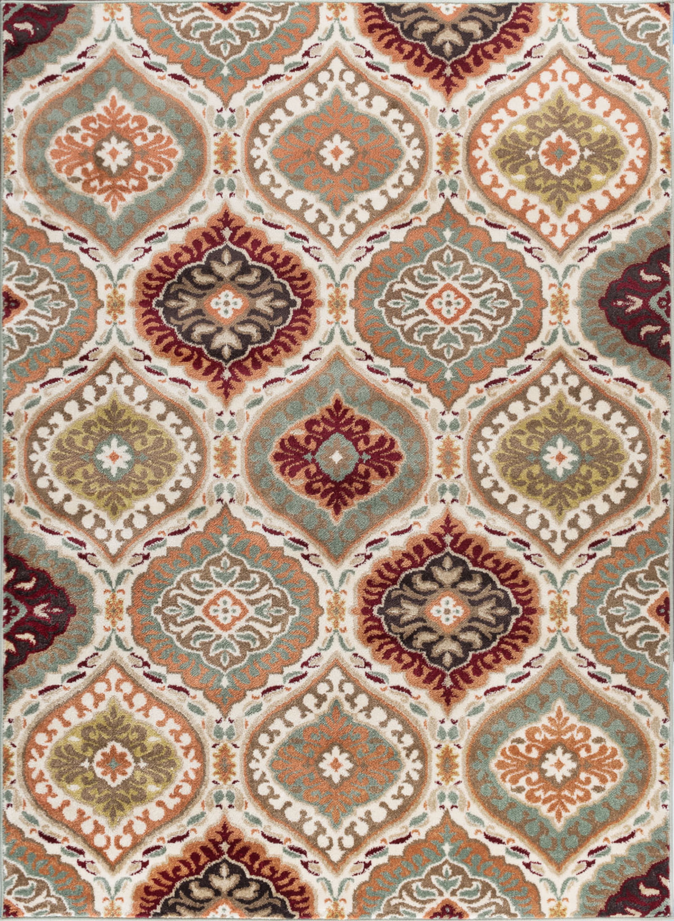 Transitional 8x10 Area Rug (7'10'' x 10'3'') Geometric Multi-Color Living Room Easy to Clean