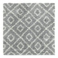 thumbnail image 3 of Unique Loom Trellis Shag Collection Area Rug - Ruth (4' Square Gray/Ivory), 3 of 11