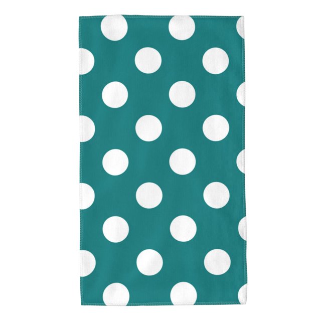 Balery Teal And White Polka Dot Toalla de Microfibra Premium con Estampado – 27.5x16 pulgadas, Alta Absorción, Suave y Aterciopelada, Secado Rápido